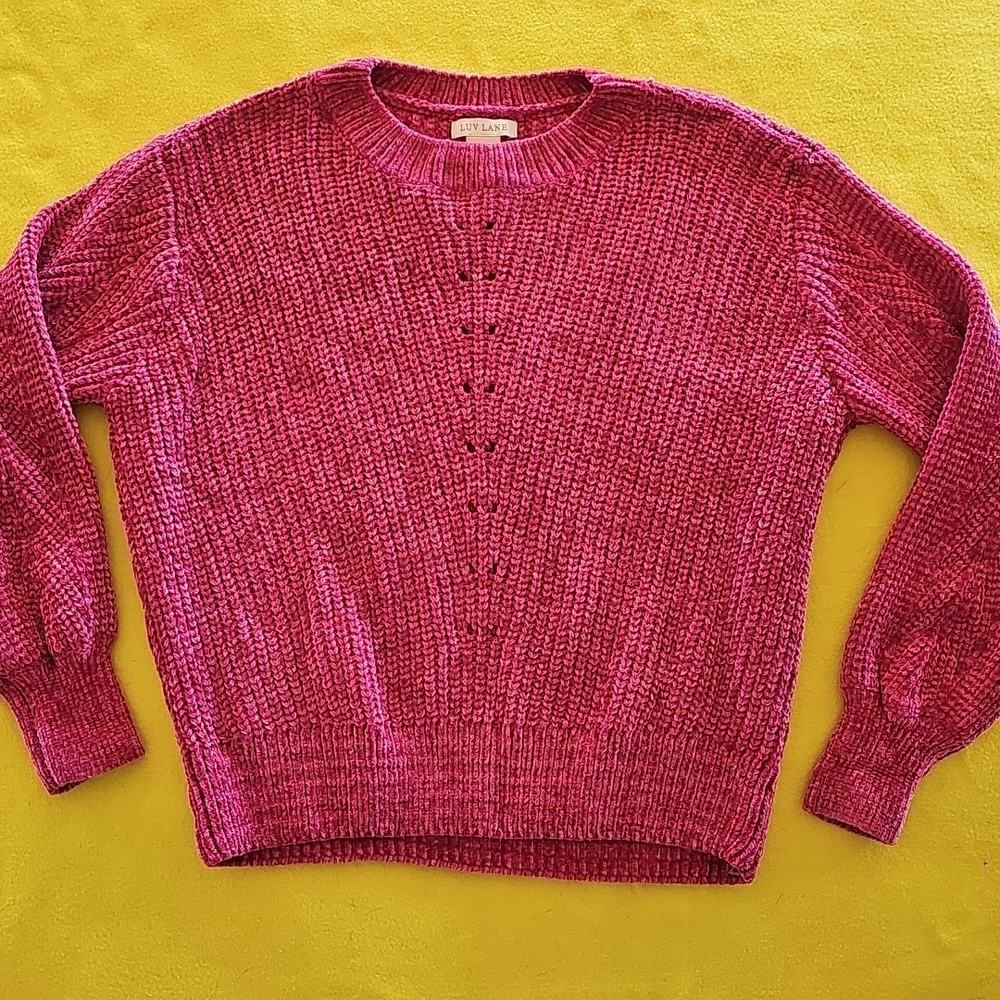 Long Sleeve Crew Neck Soft Sweater By Luv Lane Size Small